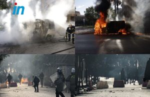 Σοβαρά επεισόδια στο Σύνταγμα στη μεγάλη πορεία για τα Τέμπη